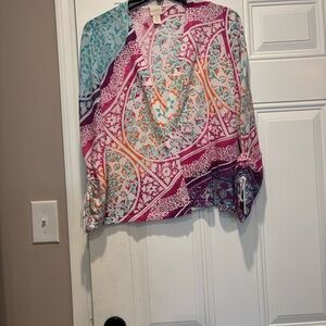 Chico's Multicolor open front lightweight summer sweater.size2